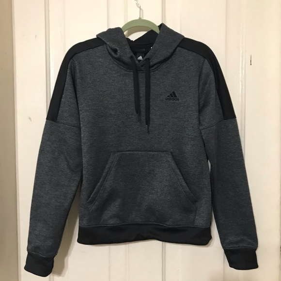 NWOT ADIDAS HOODED GRAY/BLACK SWEATSHIRT. M - Picture 2 of 7